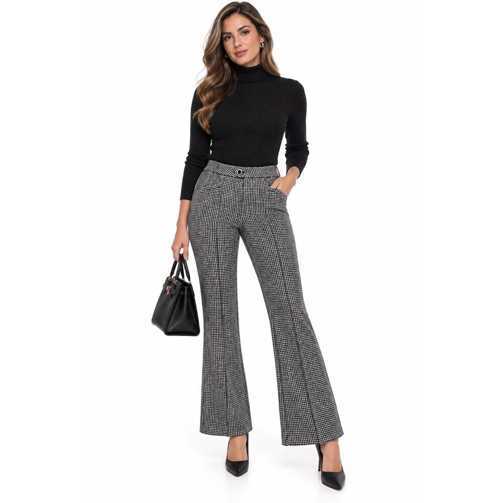 Anthropologie Women's Essential Houndstooth Bootcut Trousers Pants Size 10